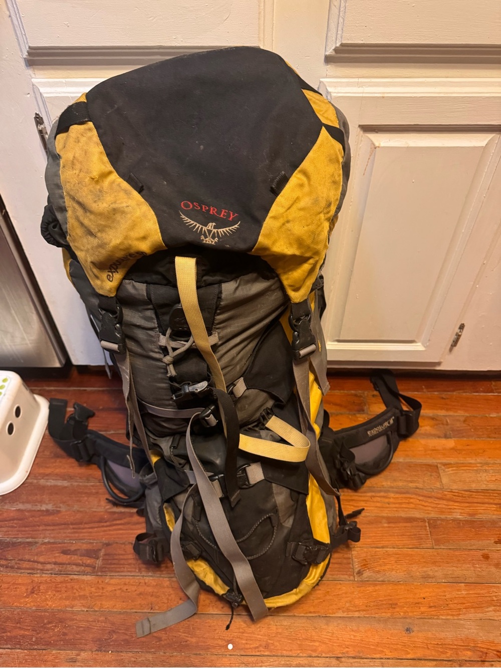 Osprey Exposure 50 Hiking Backpack 50L Yellow Black Gray Hip Belt Adjustable